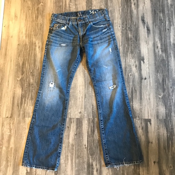 Buckle Silver Mens Bootcut Jeans Size 